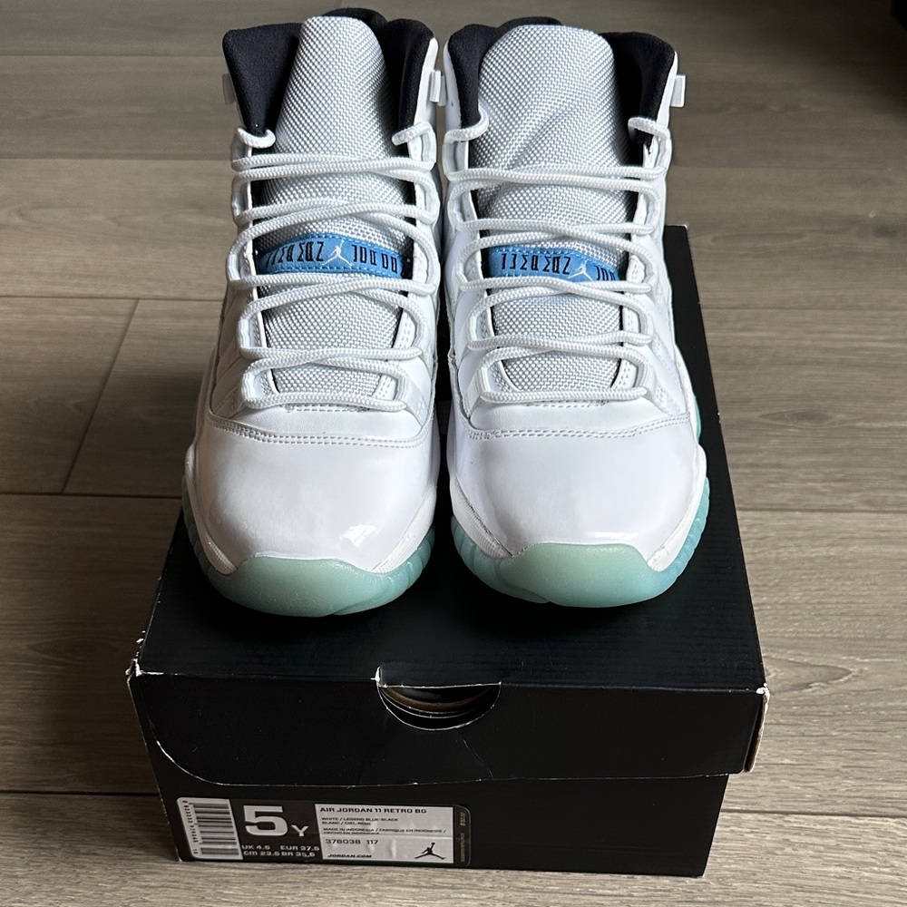 Jordan Kids White and Light Blue Sneakers
